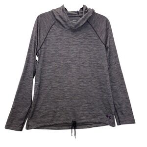 Under Armour HeatGear Purple Heathered Long Sleeve Hoodie Top Women's Large‎